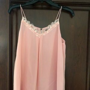 Lace detailing light pink spaghetti strap shirt
